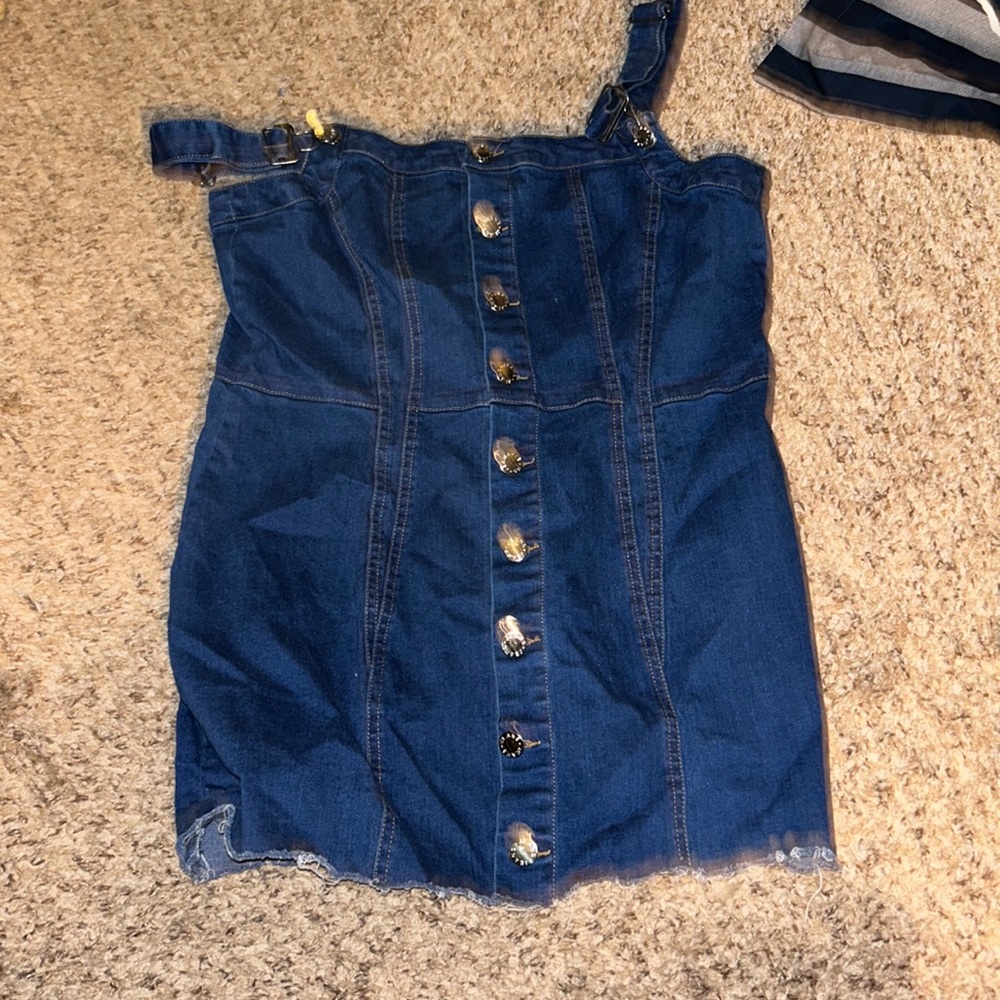 Button down overalls dress